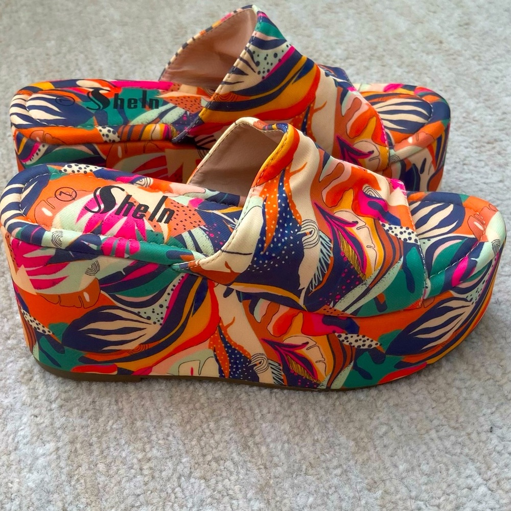 Funky Platform Slip On Wedge Sandals